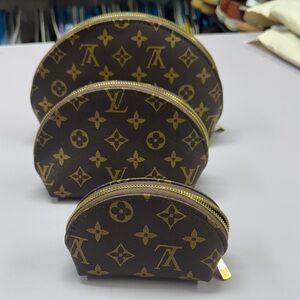 Louis Vuitton Brown and Gold Monogram Pouch Trio